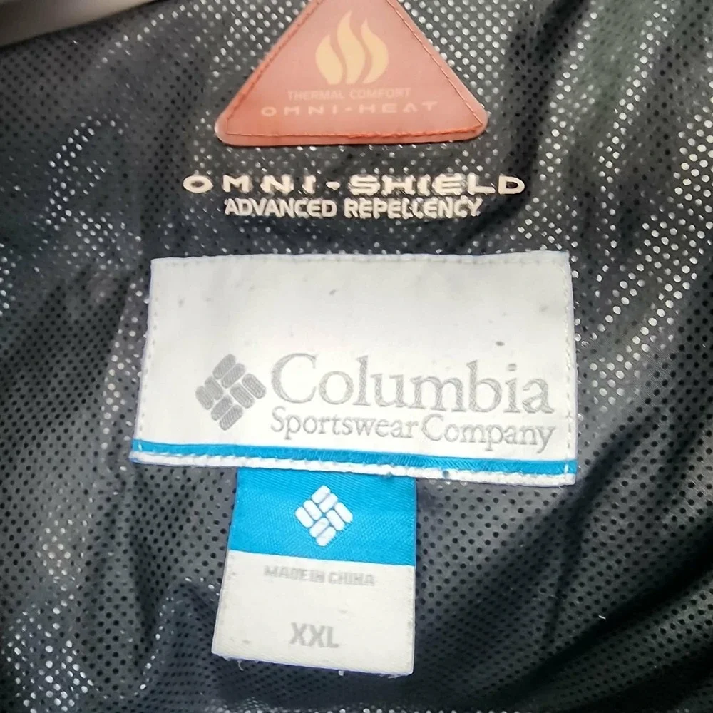 Columbia Mens XXL Puffer Jacket Black Omni-Heat Down Fill Omni-Shield‎ Insulated